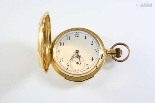 AN 18CT GOLD MINUTE REPEATING FULL HUNTING CASED POCKET WATC...