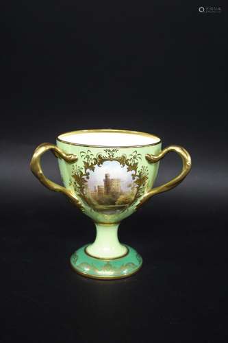 CAULDON CHINA THREE HANDLED CUP - BIRBECK a large bone china...