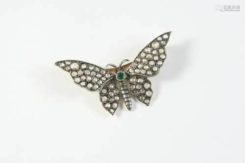 A DIAMOND AND GEM SET BUTTERFLY BROOCH the wings mounted wit...