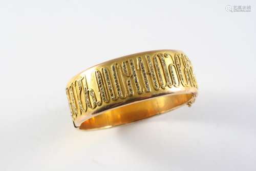 A LATE 19TH CENTURY RUSSIAN GOLD AND DIAMOND HALF HINGED BAN...