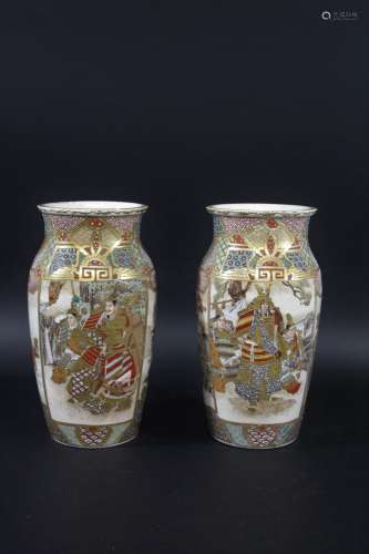PAIR OF JAPANESE SATSUMA VASES a pair of late 19thc vases, p...