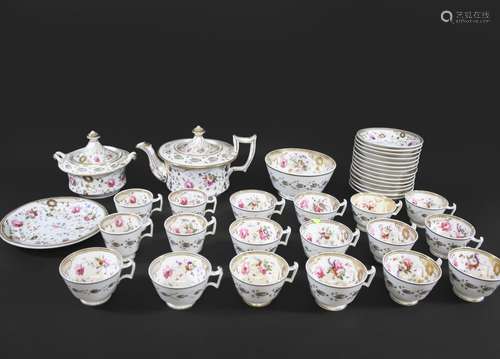 EARLY 19THC STAFFORDSHIRE BONE CHINA TEA SERVICE - MRS BOWRI...