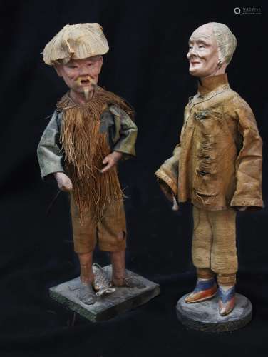 AN UNUSUAL PAIR OF JAPANESE FIGURES, male and female, realis...
