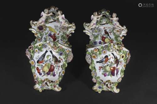 PAIR OF MEISSEN STYLE WALL POCKETS possibly by Samson of Par...