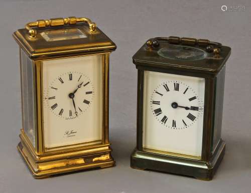 AN ENGLISH CARRIAGE CLOCK AND ANOTHER, the English clock wit...