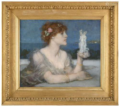 GEORGE HENRY BOUGHTON (1833-1905) THE PORCELAIN FIGURINE Oil...