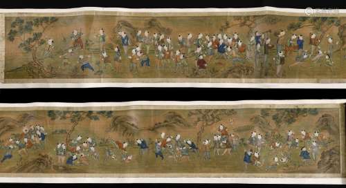 LARGE CHINESE PAINTED SCROLL late 19thc or early 20thc, a la...