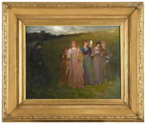 GEORGE HENRY BOUGHTON, RA (1833-1905) MAIDENS PLAYING MUSIC ...