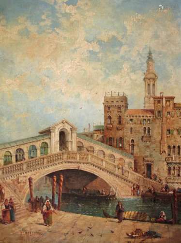 WILLIAM MEADOWS (Fl.1870-1895) VENICE: THE RIALTO BRIDGE; SC...
