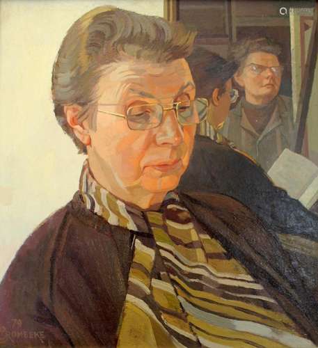 •CECILE CROMBEKE (1921-2002) ARTIST AND SITTER Signed and da...