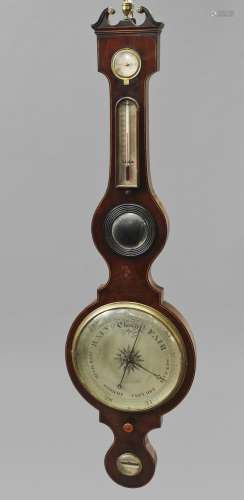 A LATE GEORGE III WHEEL BAROMETER BY MARTINELLI, BRIGHTON, T...