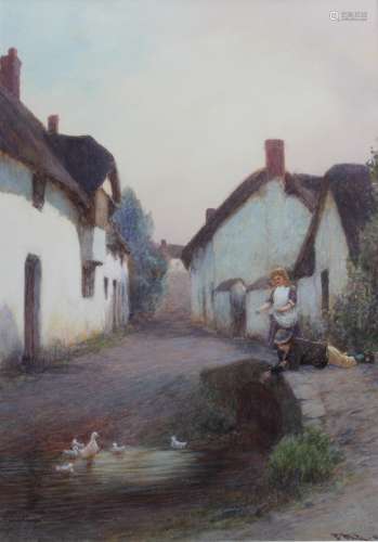 JOHN WHITE (1851-1933) DUCKLINGS, NEWTON ST. CYRES Signed, w...