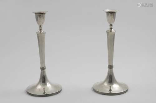 A PAIR OF EARLY 19TH CENTURY AUSTRO-HUNGARIAN CANDLESTICKS o...