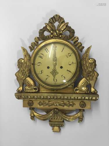 FRENCH GILT WOOD CARTEL STYLE CLOCK, the 7