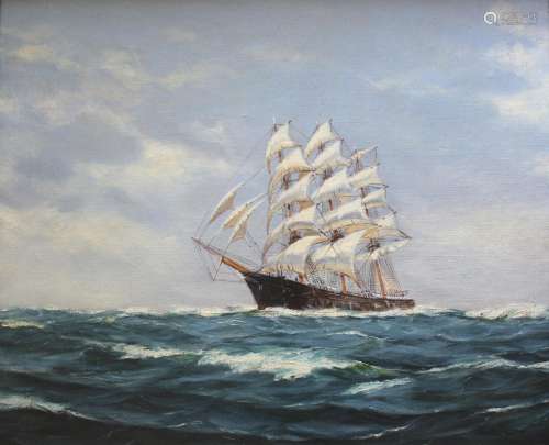 •HENRY SCOTT (1911-2005) A CLIPPER AT SEA Signed, oil on can...