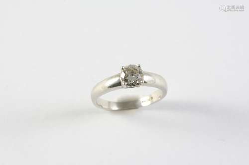 A DIAMOND SOLITAIRE RING the round brilliant-cut diamond wei...