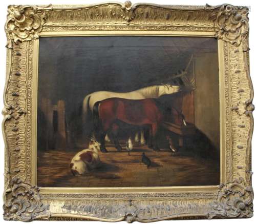 ATTRIBUTED TO JOHN ALFRED WHEELER (1821-1903) STABLE INTERIO...
