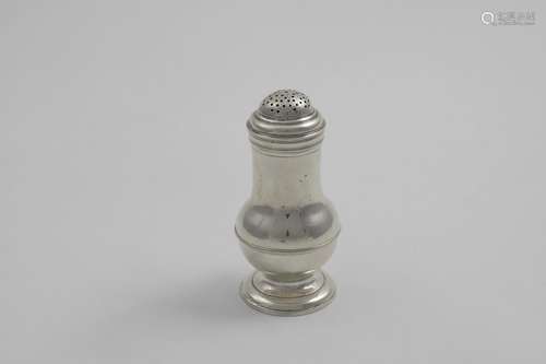 A GEORGE I BRITANNIA STANDARD PEPPER CASTER with a baluster ...