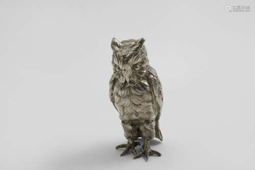 AN ELECTROPLATED FIGURE OF A LONG-EARED OWL probably late 20...