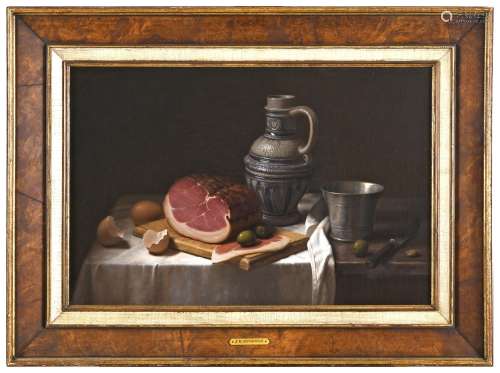 •JOHANNES HENDRIK EVERSEN (1906-1995) HAM AND EGGS WITH A ST...