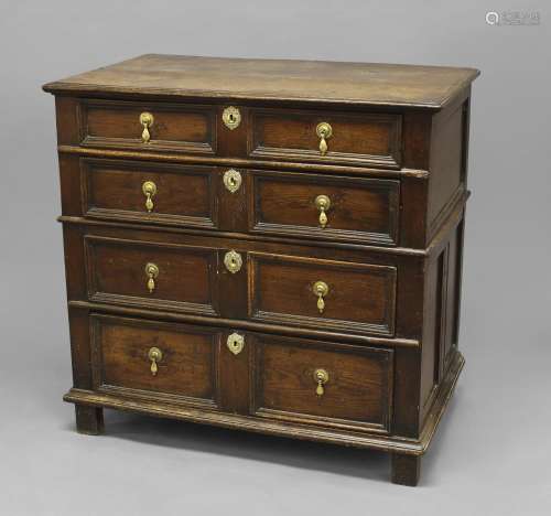 A LATE 17TH OR EARLY 18TH CENTURY TWO PART CHEST OF DRAWERS,...