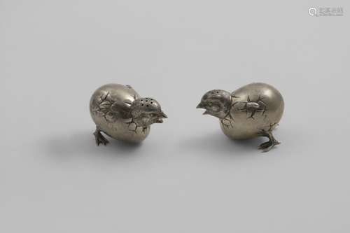 A PAIR OF VICTORIAN NOVELTY PEPPERETTES each in the form of ...