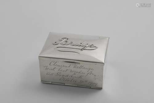 AN EDWARDIAN RECTANGULAR PLAYING CARDS BOX with the relief w...