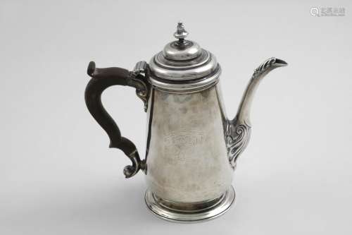 A GEORGE II PROVINCIAL COFFEE POT with a tapering body, a sp...