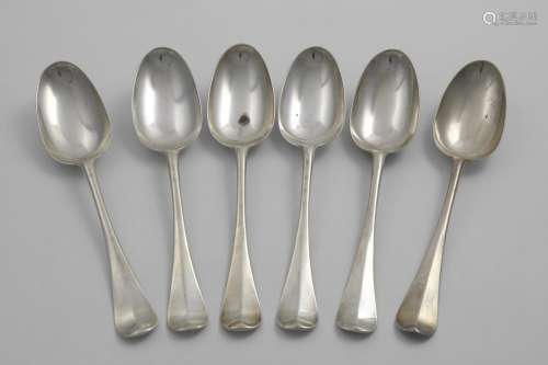 A SET OF SIX GEORGE I HANOVERIAN PATTERN TABLE SPOONS with p...