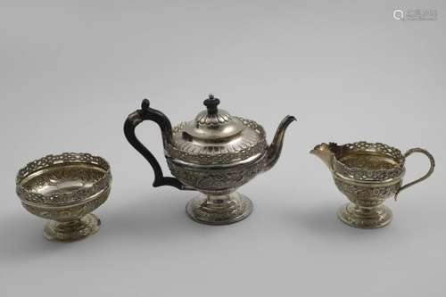 A LATE VICTORIAN EMBOSSED TEA POT with a pierced gallery by ...