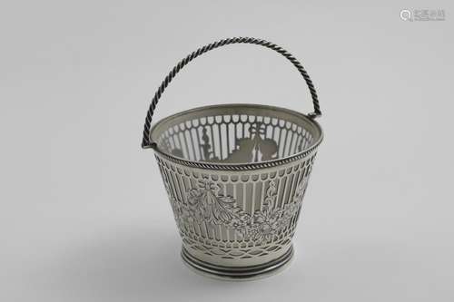 A VICTORIAN SWING HANDLED SUGAR BASKET with a pail-shaped bo...