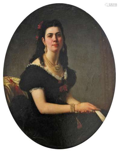 JOSEPH TONNEAU (1831-1891) PORTRAIT OF A LADY Half length we...