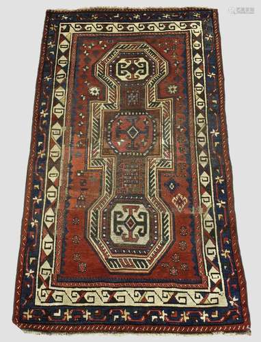 KAZAK RUG, Central Caucasus, circa 1880. The madder field wi...