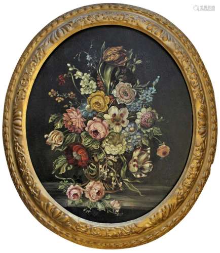 MICHAEL SCHILL (19th Century) AN URN OF MIXED FLOWERS Signed...