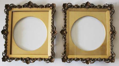 A PAIR OF PICTURE FRAMES Each narrow border with scrolls and...
