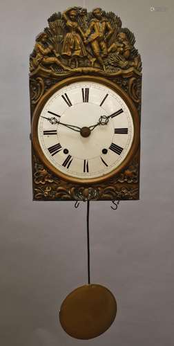 A 19TH CENTURY FRENCH COMPTOISE WALL CLOCK, with a convex wh...