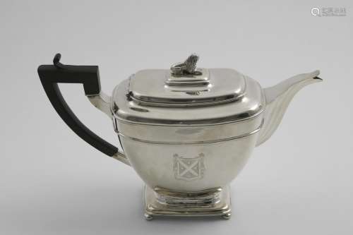 A VICTORIAN SCOTTISH PROVINCIAL TEA POT of rounded rectangul...