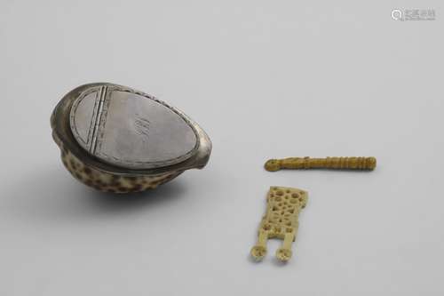 AN EARLY VICTORIAN SCOTTISH PROVINICAL MOUNTED COWRIE SHELL ...