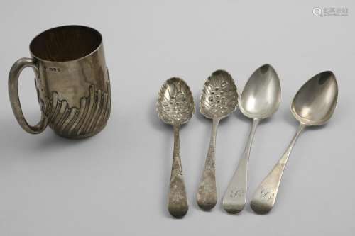 A PAIR OF GEORGE III OLD ENGLISH PATTERN TABLE SPOONS initia...