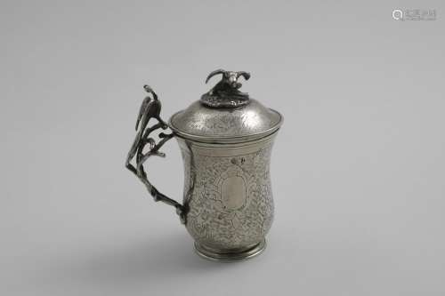 A LATE 19TH CENTURY TURKISH CUP AND COVER with engraved deco...
