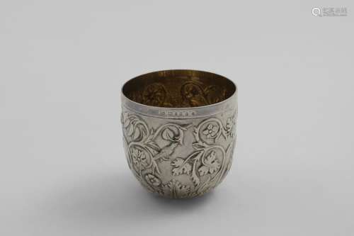 A CONTEMPORARY BEAKER chased around the sides with birds amo...