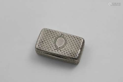 A GEORGE IV ENGRAVED SNUFF BOX rectangular with rounded corn...