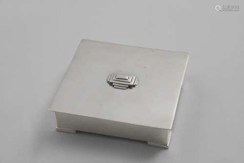 AN ART DECO HANDMADE SMALL RECTANGULAR BOX with a stepped bo...
