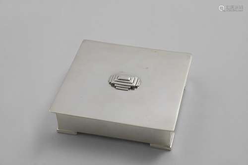 AN ART DECO HANDMADE SMALL RECTANGULAR BOX with a stepped bo...