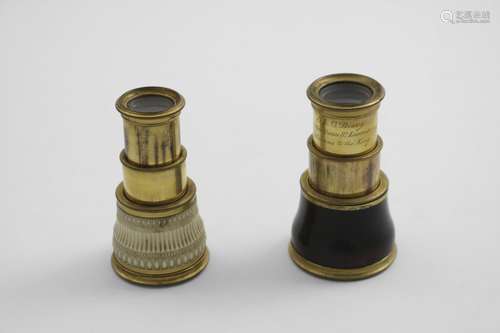 AN EARLY 19TH CENTURY GILT COPPER MOUNTED IVORY MONOCULAR wi...