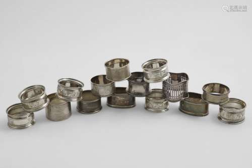 NAPKIN RINGS:- A set of six engraved examples, Chester 1914/...