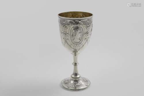 A VICTORIAN EMBOSSED GOBLET with classical portraits in reli...