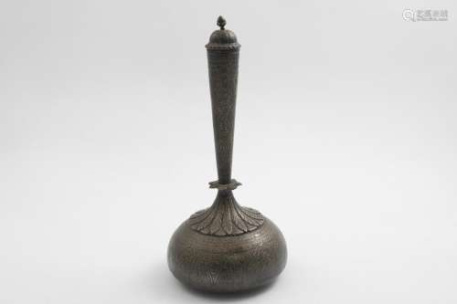 A LATE 19TH CENTURY INDIAN ROSEWATER BOTTLE & COVER profusel...