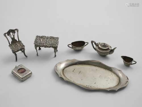 AN EDWARDIAN MINIATURE THREE-PIECE TEA SET by Levi & Salaman...