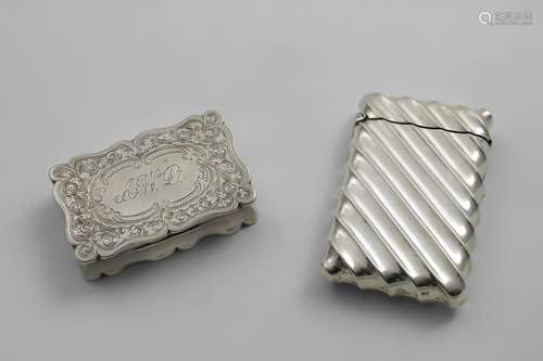 A VICTORIAN CARD CASE with diagonal fluting, maker's mark J....